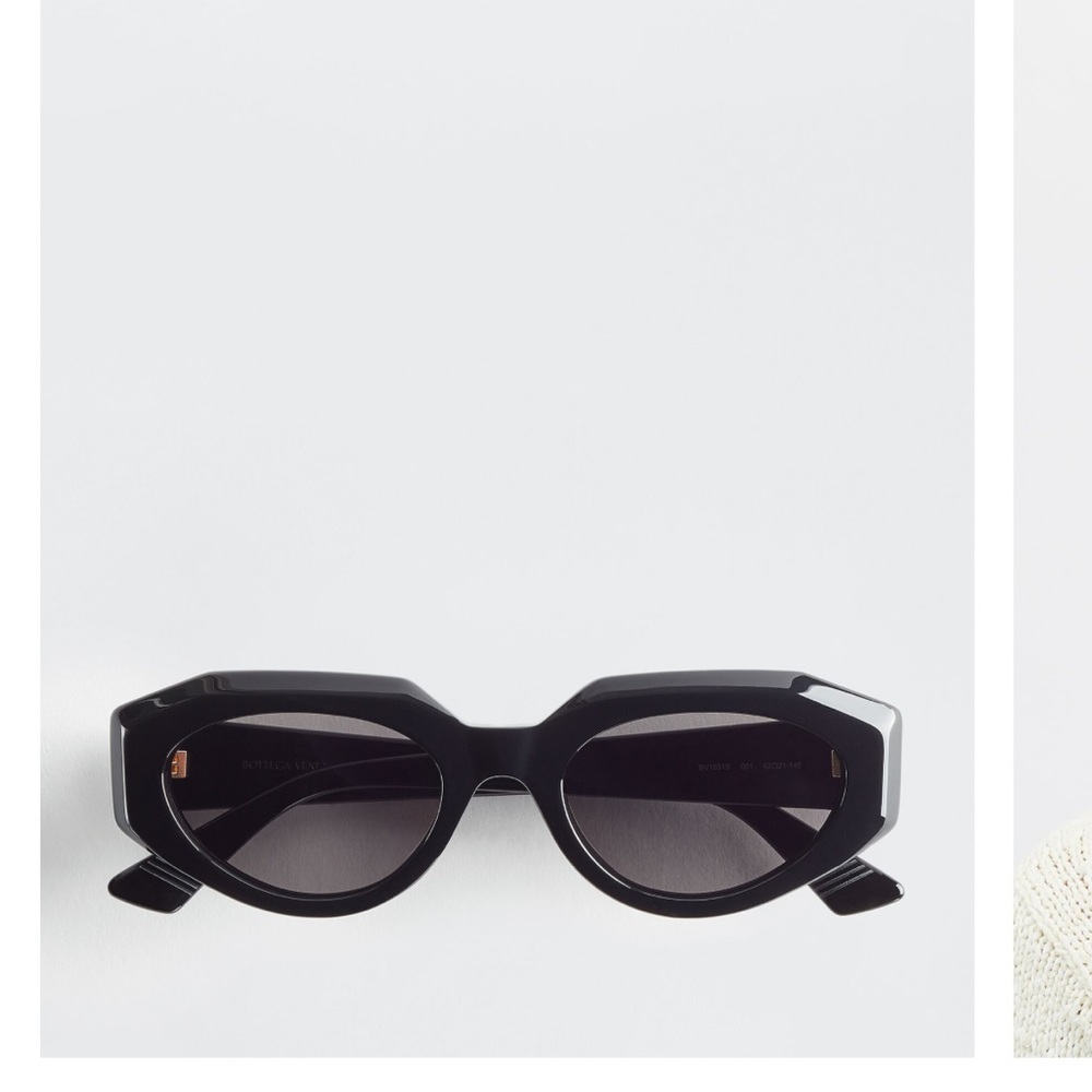 Authentic Bottega Veneta Black Facet Acetate Cat Eye Sunglasses w/case Plastic